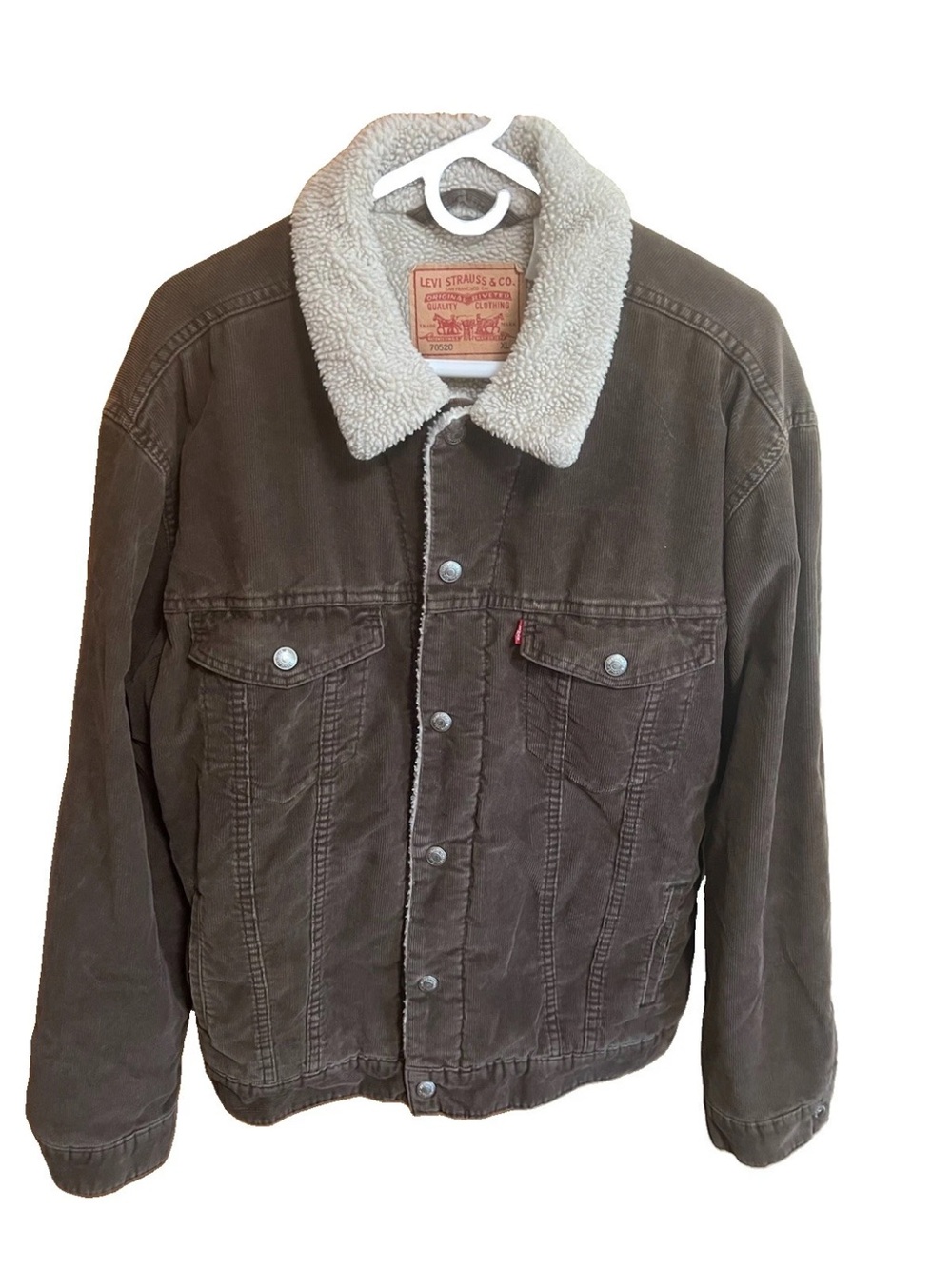 Levi’s 70520 Brown Corduroy Sherpa Trucker Jacket Men’s XL 2000s Y2K Fleece Coat